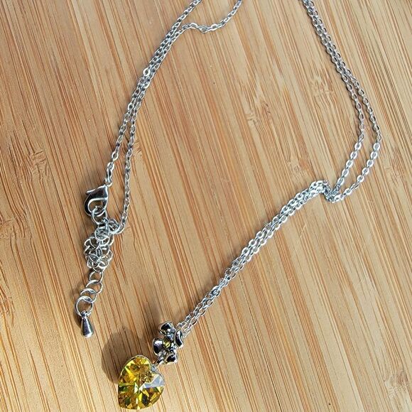 Swarovski Women's Silver and Yellow heart necklace - Picture 3 of 6